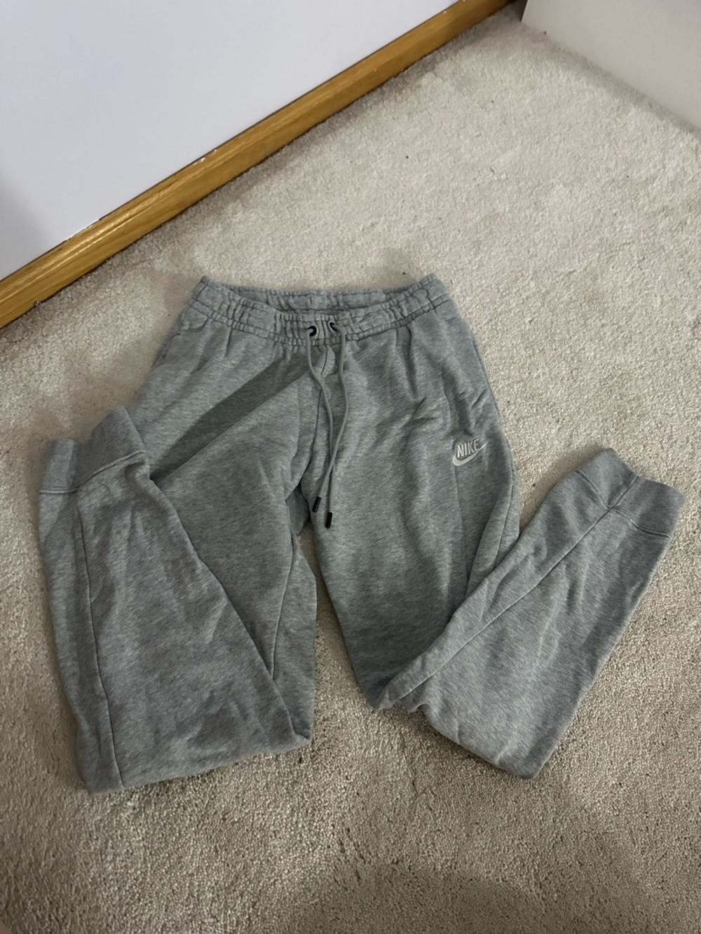 Nike Light Gray Fleece Sweatpants with Elastic Waist